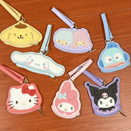 乐天商城 - サンリオキャラクターズ おかおサガラミニポーチ SRSJ-1048-54 /ハローキティ マイメロディ クロミ シナモロール ポムポムプリン ハンギョドン リトルツインスターズ