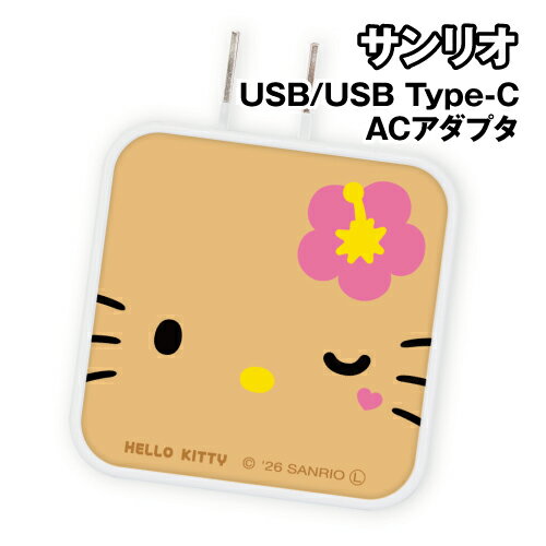 乐天商城 - 送料無料 サンリオキャラクターズ USB/USB Type-C ACアダプタ SANG-647KT / ハローキティ