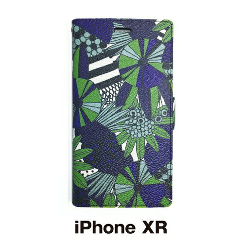 送料無料 iPhone XR 対応 手帳型 スマホケース PUレザー フリップタイプ アダン：グリーン