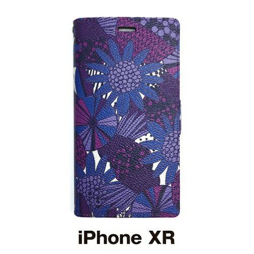 送料無料 iPhone XR 対応 手帳型 スマホケース PUレザー フリップタイプ アダン：パープル