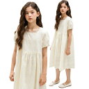 ワンピース 女の子 ライトイエロー 姫系 韓国 ワンピース 可愛い 半袖 旅行 カジュアル 子ども 服 ゆったり ワンピース 膝丈 夏用 海遊び おしゃれ パーティー 120 130 140 150 160 165(4)