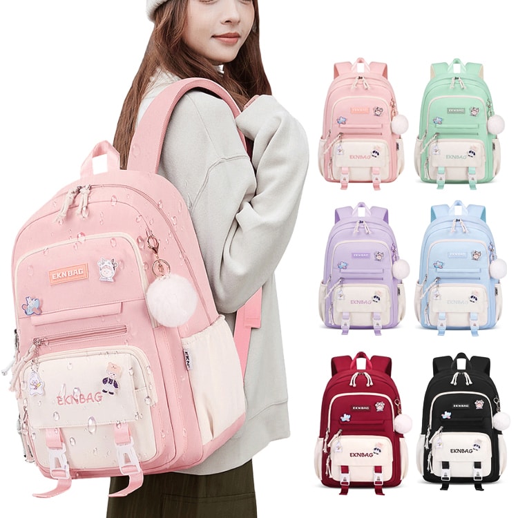 バックパック キッズ 通学 リュック 子供 女の子 軽量 大容量 撥水 リュック 背面ファスナー 大きめ 大容量 リュックの中 仕切り 小学生 中学生 高校生 かわいいのサムネイル
