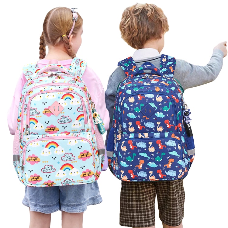 恐竜柄 虹色 リュック キッズ 軽量 大容量 撥水 バックパック 子供 女の子 男の子 小学生 通学 リュック 子ども 大きめ 大容量 軽い リュックの中 仕切り リュックサック A4 ポケット 多い