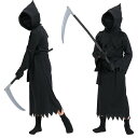 死神 コスチューム ローブ ハロウィン 演出服 子供 大人 マスク 黒 仮装 魔女 吸血鬼 魔法使い コスプレ コスチューム 長袍 学生 cosplay 子供服 ホラー 鎌 仮装 フード付き 文化祭 部活 イベント 舞台服(3)