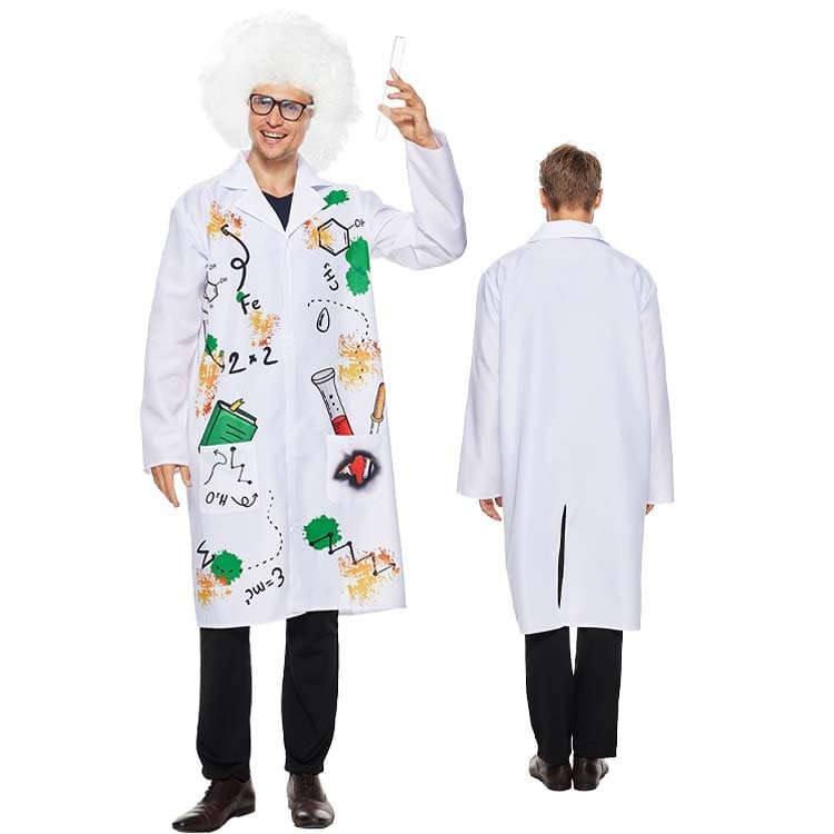 科学者 クレージー ハロウィン コスプレ 仮装 cosplay 大人 ガウン メガネ かつら 白 親子 変装 夜会 ..