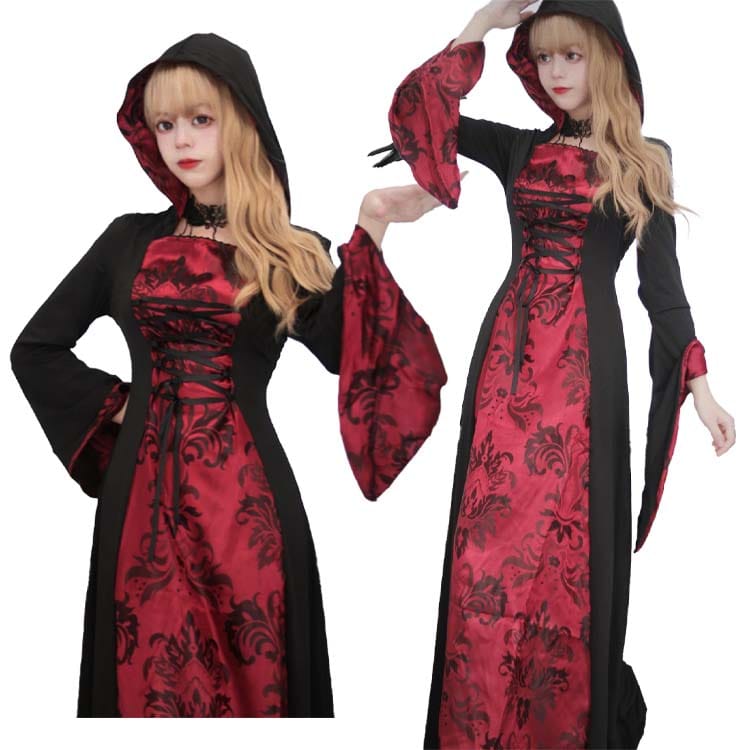 レディース 巫女 吸血鬼 ハロウィン コスプレ ドレス 襟飾り 仮装 cosplay 大人 女性 変装 万聖節 Halloween 可愛い