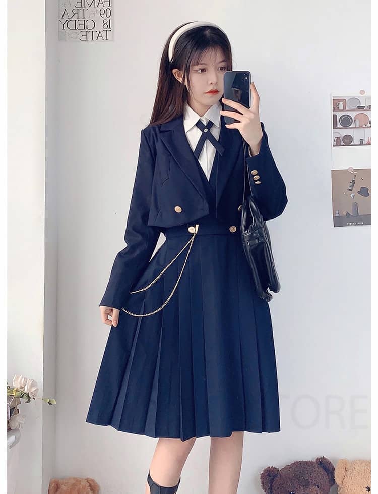 卒業式 スーツ 女の子 制服 フォーマルスーツ 6点セット 卒服 子供服 子供スーツ キッズ 女の子 小学生 中学生 高校生 お受験 発表会 結婚式 冠婚葬祭 ジャケット ワンピース シャツ リボンタイ ワッペン チェーン 140 150 160 165