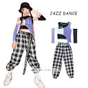 キッズダンス衣装 トップス 韓国 パンツ チェック柄 子供服 セット 女の子 k-pop アイドル 衣装 ダンス 衣装 ヒップホップ キッズ ダンス衣装 セット ファッション 120 130 140 150 160 170(4)