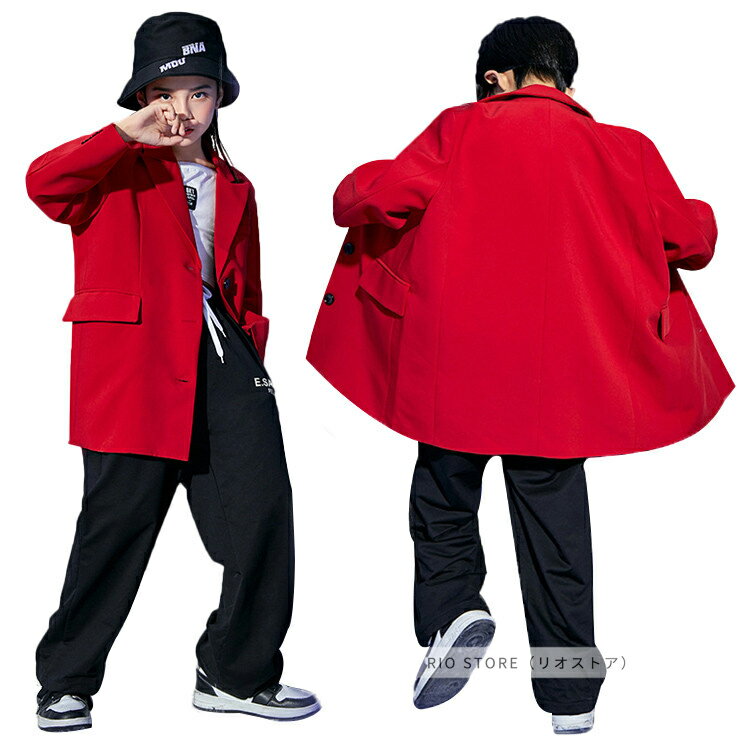 ダンス衣装 スーツ キッズ k-pop 子供スーツ キッズダンス衣装 パンツ セットアップ キッズダンス 練習着 ジャケット 赤 ズボン 黒 子供 ダンス衣装 男の子 女の子 かっこいい キッズダンス スーツ ヒップホップ 衣装 子ども服 ストリート系