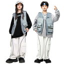 キッズ ダンス 衣装 セットアップ デニムベスト 長袖 ロングパンツ 上下セット ヒップホップ 衣装 キッズ 子供服 男の子 女の子 長袖 パンツ ロング丈 デ...