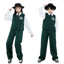キッズ ダンス衣装 セットアップ スーツ ステージ衣装 韓国 ポッピング ロッキング 子供服 ヒップホップ トップス シャツ ネクタイ ベスト パンツ 女の子 ...
