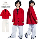 スーツセット 子供服 キッズダンス 2点セット スーツ レッド ダンス衣装 キッズ かっこいい hiphop 男の子 女の子 学生 子供ダンス 演出 発表会 文化祭 送料無料