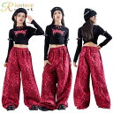 子供ダンス 黒 赤 キッズダンス衣装 女の子 トップス ヘソ出し パンツ 豹柄 ロングパンツ ガールズ ジャズダンス ヒップホップ jazz k-pop ストリ...