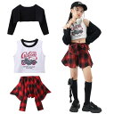 キッズ チア ダンス 衣装 セットアップ 子供服 ガールズ へそ出し トップス スカート ジャズダンス チアガール ステージ衣装 演出服 体操服 上下セット H...