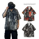 ゆるシャツ メンズ ダンス衣装 シャツ レトロ系 ヒップホップ 衣装 派手 シャツ レディース bf風 ダンス 衣装 練習着 ストリート系