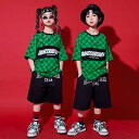 チェック柄 グリーン 英字柄 派手 ヒップホップ 女の子 男の子 tシャツ キッズ ダンス 衣装 かっこいい トップス キッズダンス衣装 キッズダンス 普段着 ガールズ 男女兼用 hiphop ストリート ダンスウェア ジュニア 舞台着 体操服 演出服 発表会 ユニセックス