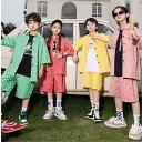 キッズダンス 衣装 セットアップ ピンク レッド イエロー グリーン シャツ 緑 短パン tシャツ 韓国 ステージ衣装 jazz K-POP 応援団 発表会 練...