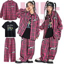 ダンス衣装 セットアップ 韓国風 ファッション 上下 チェック柄 ピンク 社交ダンス衣装 単品 Tシャツ シャツ ロングパンツ チョッキ 舞台服 演出服 キッズ...