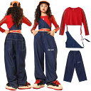 キッズダンス 衣装 ヒップホップ ジーンズ 女の子 レッド 韓国 子供服 シャツ 長袖 ズボン ダンスパンツ 子供服 ダンス 衣装 ヒップホップ キッズ ダンス...