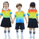 虹色 マルチカラー ポロシャツ 半袖 卒業式 キッズ ダンス衣装 セットアップ ヒップホップ 男の子 女の子 タイダイ柄 黒 スカート パンツ 幼稚園 韓国ファ...