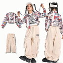 ガールズ へそ出し 英字柄シャツ ダンス衣装 セットアップ 韓国風 ファッション 上下 社交ダンス衣装 単品 シャツ 長袖 ロングパンツ ストリート系 舞台服 ...