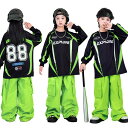ダンス衣装 子供服 トップス パンツ hiphop ステージ衣装 ダンス キッズ 衣装 グリーン 緑 長袖 子供服 カーゴパンツ セットアップ 衣装 ヒップホッ...