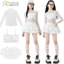 無地 白 ダンス衣装 キッズ ヒップホップ セットアップ 女の子 長袖 スカート タンクトップ チョッキ k-pop衣装 ジャズダンス 演出服 子供 ダンス衣装 ストリート ダンスウエア 練習着 かっこいい 120-180