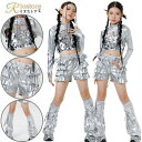 メタリック 衣装 ダンス スパンコール PUレザー シルバー キッズダンス トップス レッグウォーマー セットアップ 女の子へそ出し ショーツ かっこいい 銀色 ジャズダンス衣装 韓国 アイドル 女の子 k-pop ステージ衣装 演出会 団体服 ダンス衣装 ダンスウェア 応援団 演出服