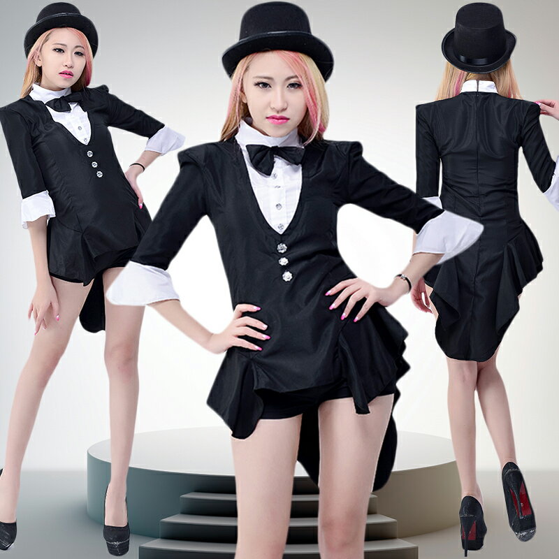 ダンス衣装 大人 レディース 秋 ジャズ jazz ダンス スーツ マジック演出 タキシード 燕尾服 セクシー DS演出服 hiphop 練習着 ダンスウェア オトナ ステージ服 団体演出