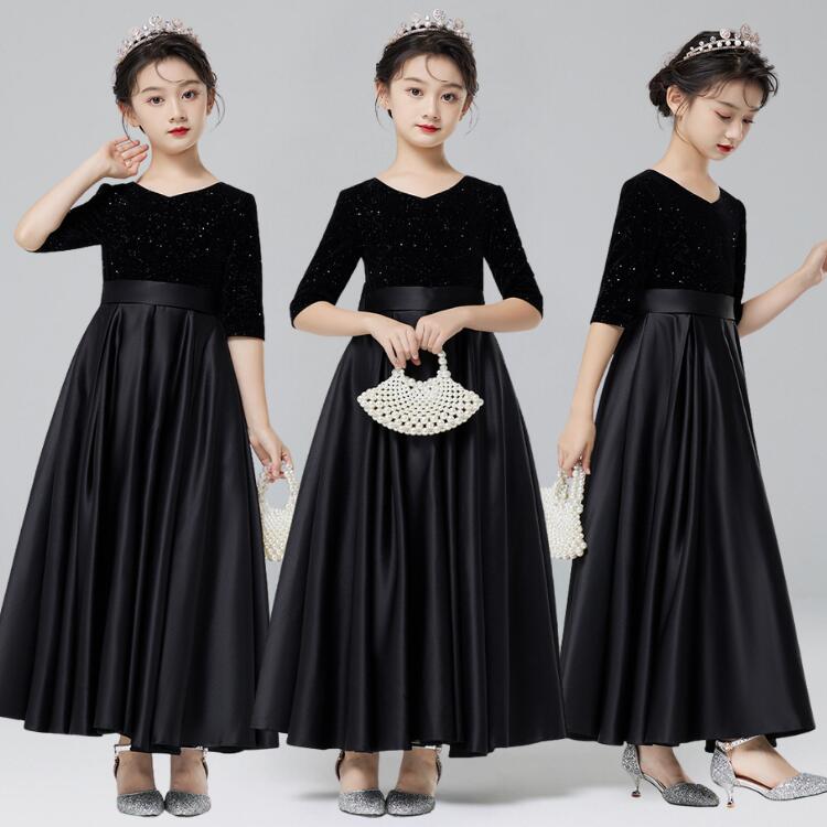 子供ドレス ピアノ発表会 ブラック 黒 蝶結び ワンピース 女の子 ドレス フォーマルドレス フラワーガール キッズドレス 子どもドレス 子供服 ジュニア 七五三 卒業式 結婚式 プリンセスドレス お洒落 韓国風 演奏会 結婚式 誕生日