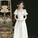 ウエディングドレス 結婚式 ロングドレス 床付きタイプ 白 ホワイト花嫁 二次会 袖あり 五分袖 ウエストマーク 大きいサイズ パーティードレス ゆったり マーメイドライン wedding dress フォト婚 演奏会 発表会 海外挙式 ドレス
