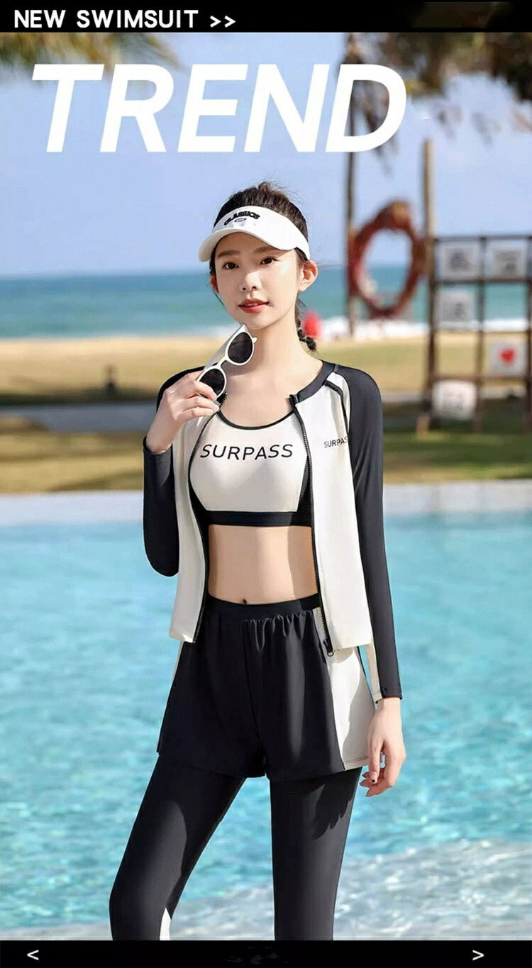 ラッシュガード タンキニ 体型カバー 水着 レディース フィットネス水着 セパレート 4点セット 高校生 競泳 サーフィン パンツ　長袖 UVカット 大人 夏 温泉 女の子 韓国 20代 30代 おしゃれ ビーチ 水着 ファション お洒落 みずぎ 旅行 プール 海水浴 保守