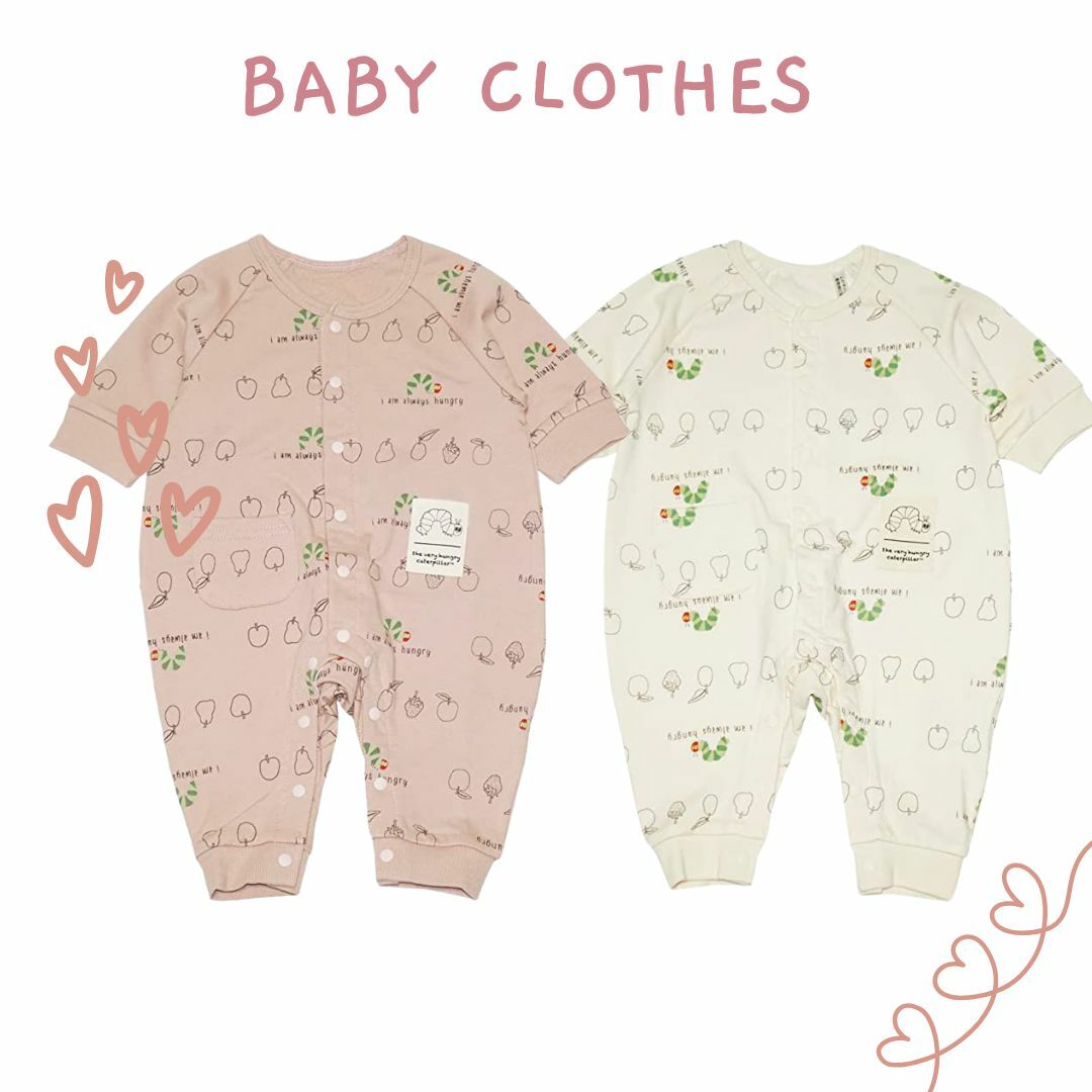 【楽天スーパーSALE】【SALE割引対象商品】はらぺこあおむし 秋冬 総柄 長袖カバーオール FH4438 60/70/80cm