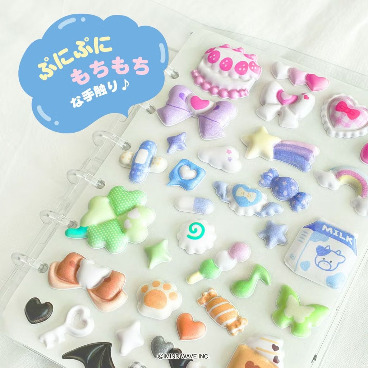 【楽天スーパーSALE】【SALE割引対象商品】【6点セット】もちゅっとステッカー マシュマロシール 全6柄 ぷにぷに ふわふわ 立体シール スマホデコ トレカケース デコ 6点セット rio-rioshop-10013470 RIO 莉緒小舗 サンプル画像3