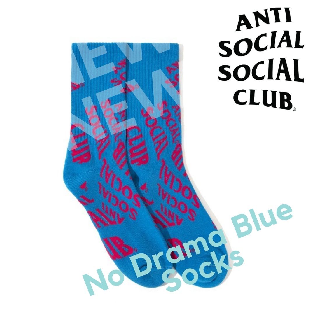 anti social 　assc　ASSCNo Drama Blue Socks　ブルー（青）ASSC ソックス　靴下サイズ one size