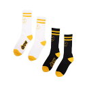 【公式 正規品】Drew House socks 2 pk: theodore + scribble ドリューハウス ソックス-2パック（2足組）マスコットストライプソックス2パック ブラック/ホワイト