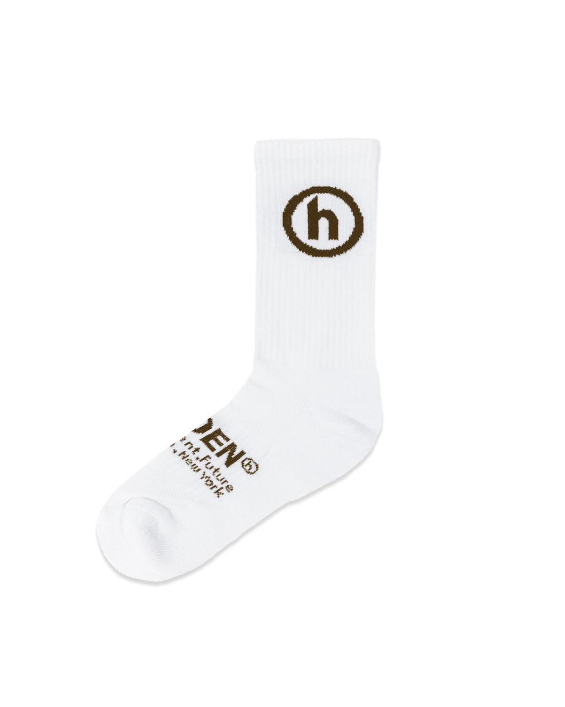 新入荷　【公式 正規品】HIDDEN® Socks ソックス　White Brown　サイズ：FREE　靴下 正規品 【中古】 【新古品　未使用品】