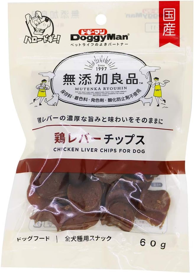 無添加 鶏レバーチップス 全犬種用スナック 国産 ドッグフード 犬用おやつ ごほうび 鉄分 ドギーマンハヤシ 無添加良品 食べやすいサイズ 