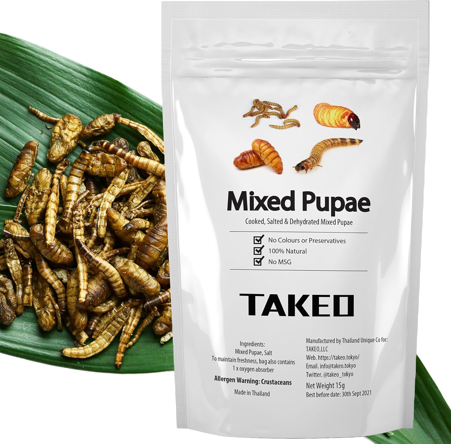 乐天商城 - 昆虫食TAKEO 幼虫ミックス 15g 塩味 4種MIXセット ミルワーム スーパーワーム シルクワーム サゴワーム そのまま食べれる昆虫食 昆虫スナック 初心者 ギフト プレゼント 罰ゲーム非推奨 国内正規品【創業10年】