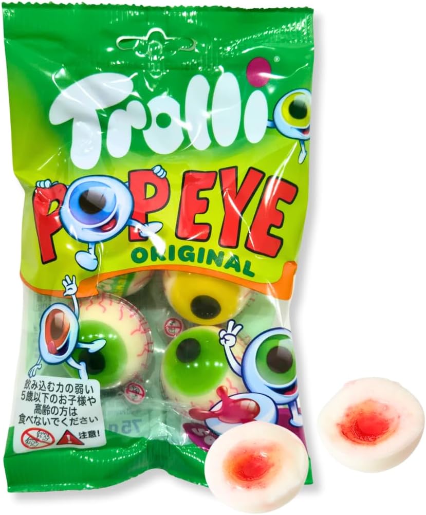 乐天商城 - Trolli トローリ ポップアイ 75g 1袋 Pop Eyes 目玉 グミ キャンディ ASMR ユニーク おもしろ 輸入 海外 お菓子 7RabbitRiograndeオリジナルステッカー付 【商標登録番号 第6667215】