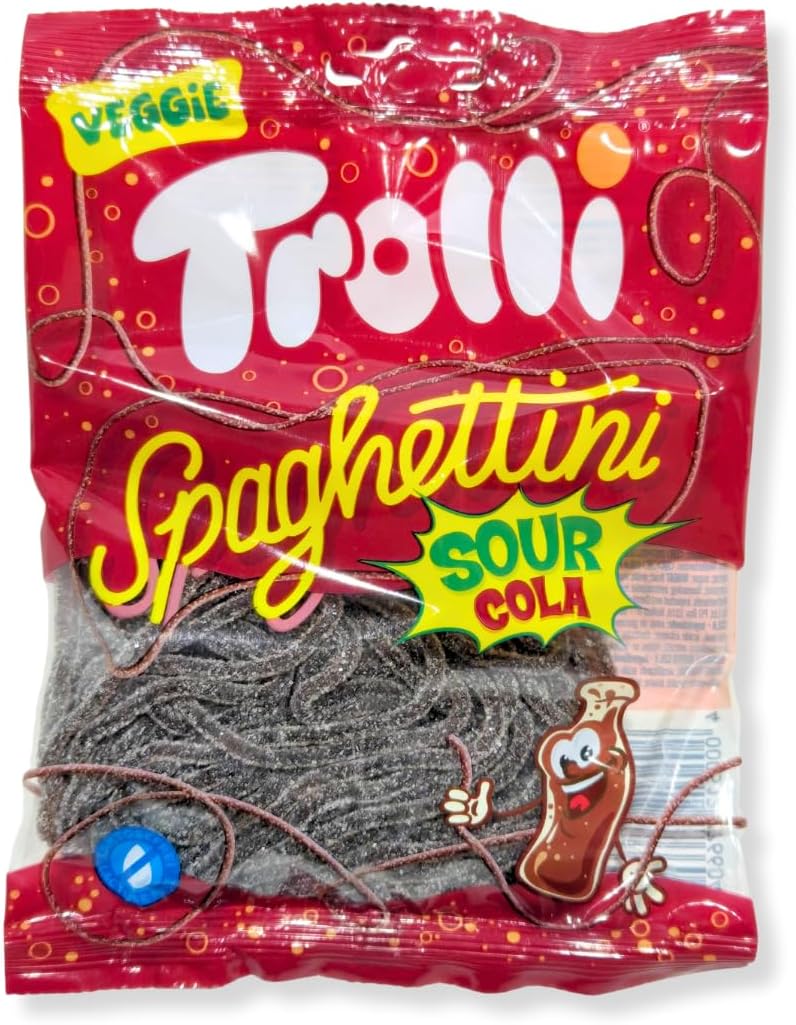 乐天商城 - Trolli トローリ スパゲティ サワーコーラ 100g 1袋 Spaghetti Sour Cola コーラ味 細長い グミ キャンディ 酸っぱい パウダー 輸入 海外 お菓子 7RabbitRiograndeオリジナルステッカー付 【商標登録番号 第6667215】