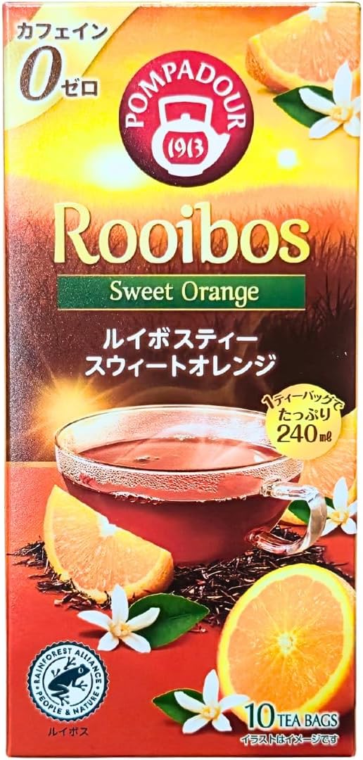 Tea - ポンパドール ルイボスティー スウィートオレンジ 【 10袋入】 ルイボス カフェインレス フレーバーティー 紅茶 ドイツ製 リフレッシュ リラックス 7RabbitRiograndeオリジナルステッカー付 【商標登録番号 第6667215】