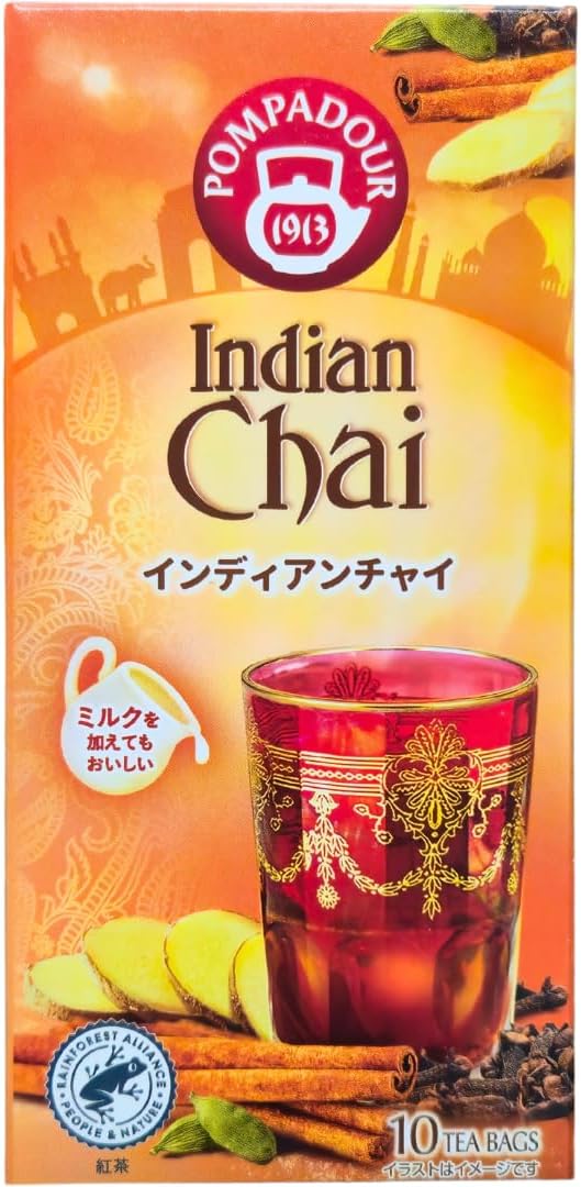 Tea - ポンパドール インディアンチャイ 【10袋入】チャイティー ハーブティー フレーバーティー ドイツ製 リフレッシュ リラックス 7RabbitRiograndeオリジナルステッカー付 【商標登録番号 第6667215】