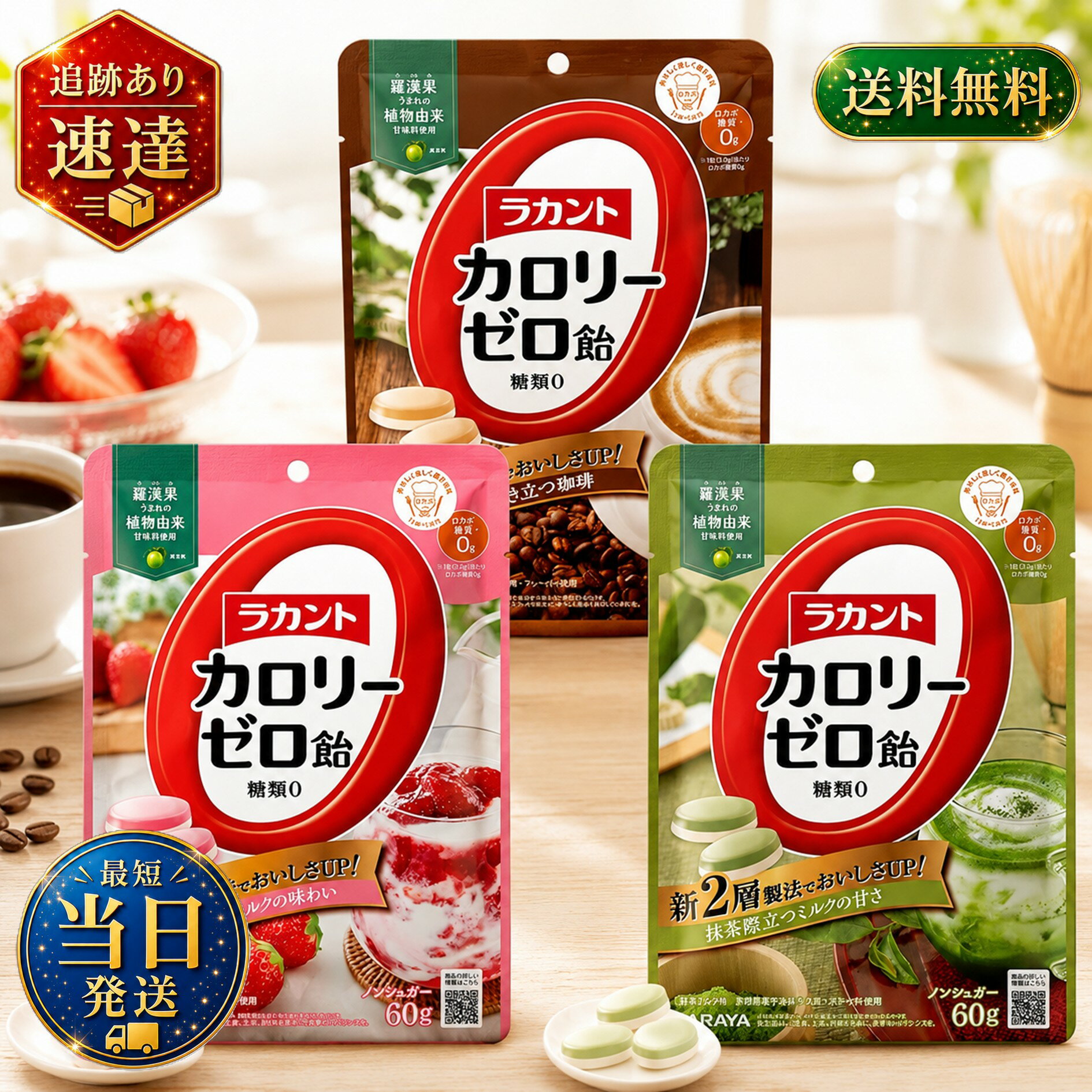 ラカント カロリーゼロ飴 最大5袋セット みるく珈琲 いちごみるく 抹茶みるく 飴 サラヤ のど飴 【商標登録番号 第6667215】