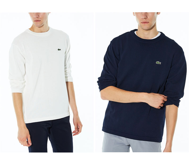 SALE 25％OFF ラコステ LACOSTE ニット Tシャツ 長袖 メンズ ニットロングスリーブTシャツ ネイビー ホワイト ブラウン TH110EL 20FW【服】2008ripe【返品交換・ラッピング不可】