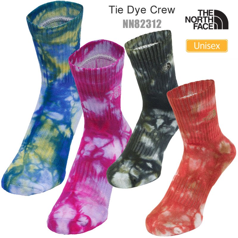 ノースフェイス THE NORTH FACE 靴下 ソックス 抗菌 防臭 メンズ レディース ユニセックス タイダイクルー Tie Dye Crew NN82312 2023SS 2302ripe