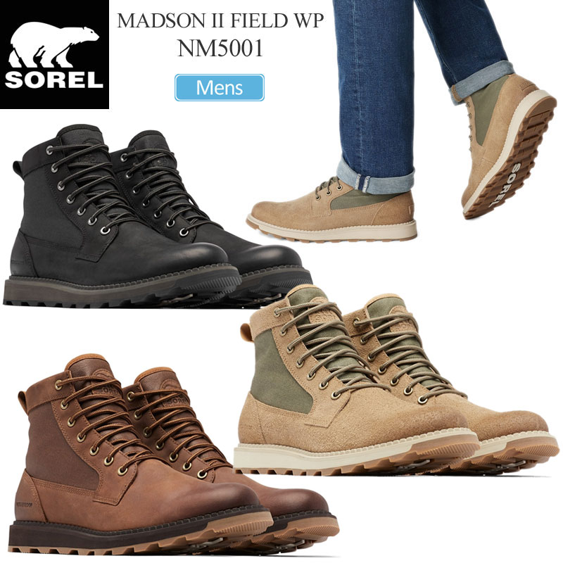 ソレル スノーブーツ メンズ 35％OFF セール SALEソレル SOREL 防水ブーツ メンズ マドソン2 フィールド ウォータープルーフ MADSON II FIELD WP NM5001 2023AW wbt【靴】2310ripe【返品交換・ラッピング不可】