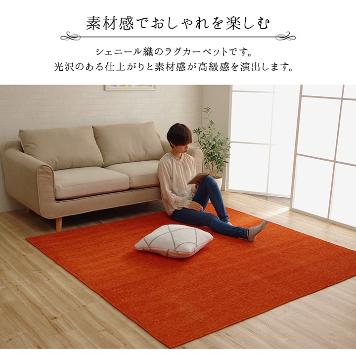 イケヒコ 洗える シェニール ラグ カーペット 絨毯 シェニール織 正方形 185×185 ...