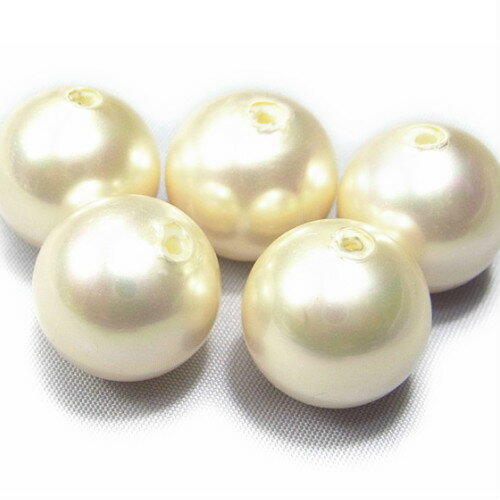 国産貝パール ホワイト12mm玉 片穴玉 5個 ハンドメイド 最高級貝パール