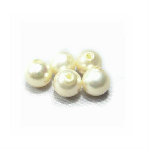 国産貝パール ホワイト5mm玉 片穴玉 10個 ハンドメイド 最高級貝パール